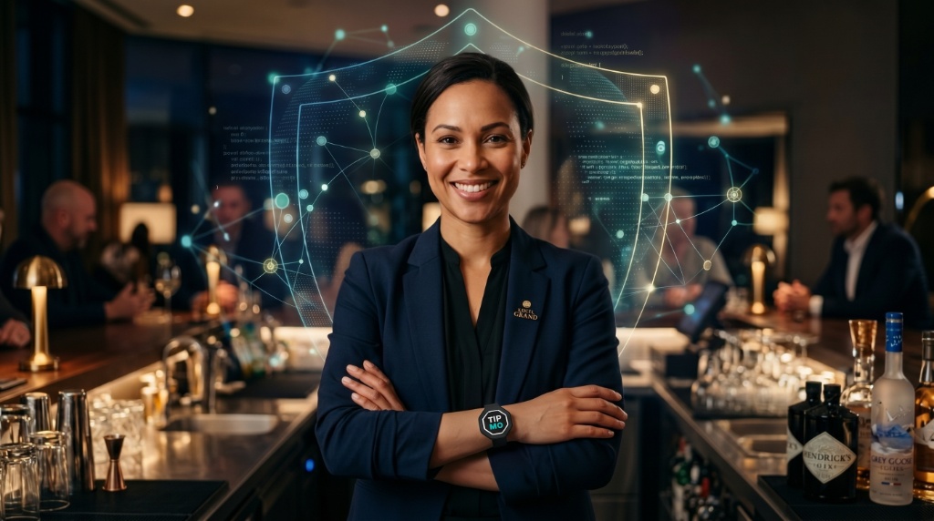Hotel bartender at a premium venue — confident service worker
